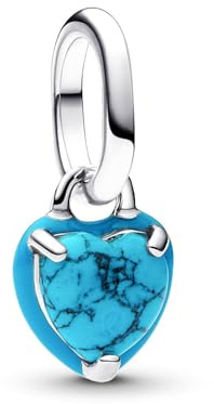 PANDORA ME Türkisfarbenes Herz Mini-Charm-Anhänger aus Sterling Silber, Kompatibel Me und Moments Anhänger, 793827C01