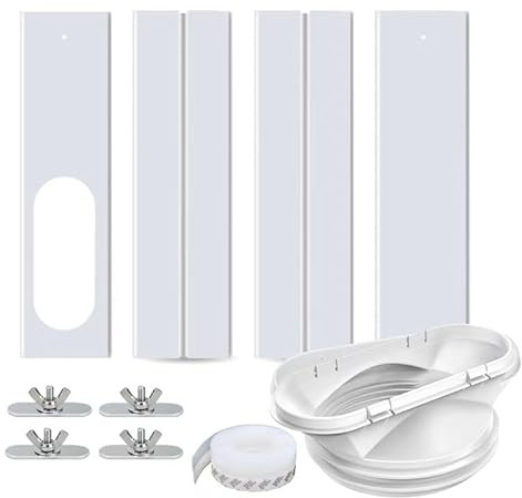 Kit de ventana de aire acondicionado portátil conjunto de 3 piezas, placa de sellado ajustable, adaptador de ventana de aire acondicionado, férula universal y deflector para acondicionadores de aire