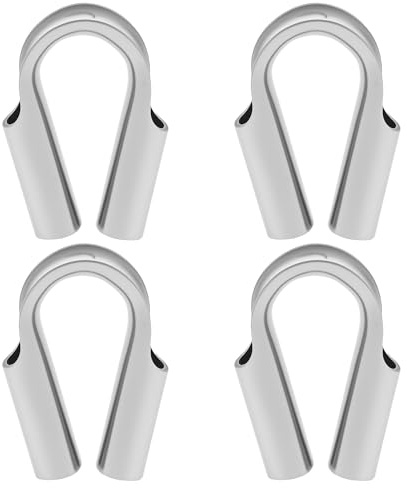 4Pcs 1/4 M6 Wire Rope Thimbles 6mm Silver Stainless Steel Rope Tube Thimble Heavy Duty Cable Thimble