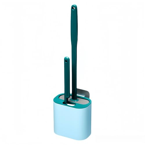 WildOath Brosses de toilette et supports, brosse de toilette en silicone de nettoyage en profondeur avec petite brosse à récurer pour bords et zones difficiles d'accès (vert)