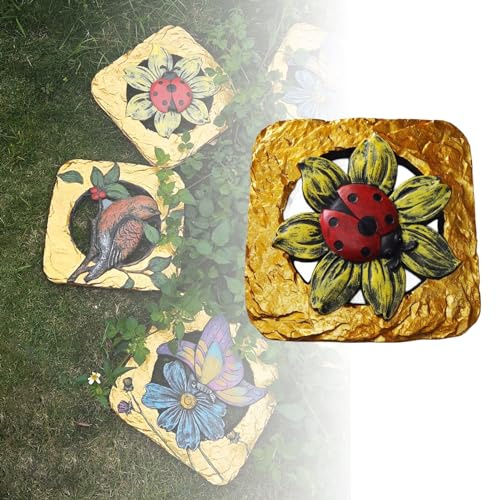 SDGBCXD Pietra da calpestio， Pietre da Giardino con Motivo a Uccelli, coleotteri e Farfalle, Decorazioni for percorsi Cavi tridimensionali.(Beetles)