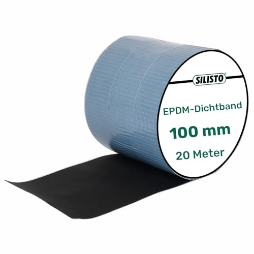 Silisto EPDM Dichtband 100 mm x 20 m selbstklebend - Wasserdichte Gebäudeisolierung - UV-beständige Fassadenabdichtung, Folie für Fenster & Fugen