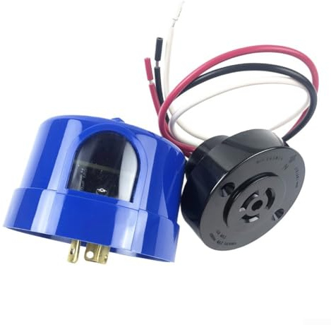 Gdfnmogo Interruptor de control de luz impermeable para exteriores con sensor LED para CA 110-240 V, 50/60 Hz, carga de 150 W, azul, compatible con la mayoría de sistemas de iluminación exterior