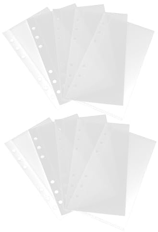 CAXUSD 10 Pièces Inserts pour Classeur avec Pochettes Transparentes PP Mat Organiseur de Budget et Tri Pochettes Résistantes pour Documents et Accessoires Compatibles Classeurs à Anneaux