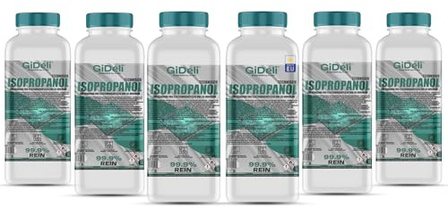 GiDeli Isopropanol Teknisk 6 x 1 l – isopropylalkohol 99,9 % – rengöring av elektroniska komponenter och 3D-skrivartillbehör