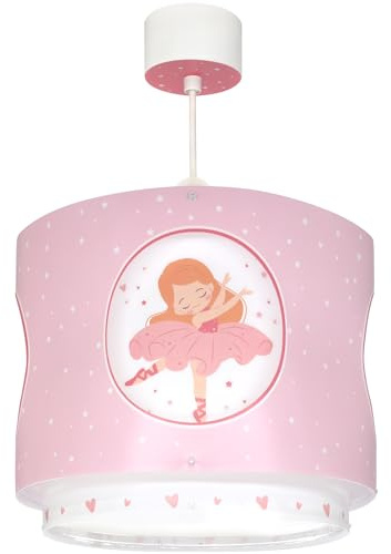 Dalber Lampe kinderzimmer, kinderlampe Pendelleuchte Hängelampe, Deckenleuchte Kinder, Deckenlampe kinderzimmer, Princess Dance Ballerina, 60912M, E27, Rosa
