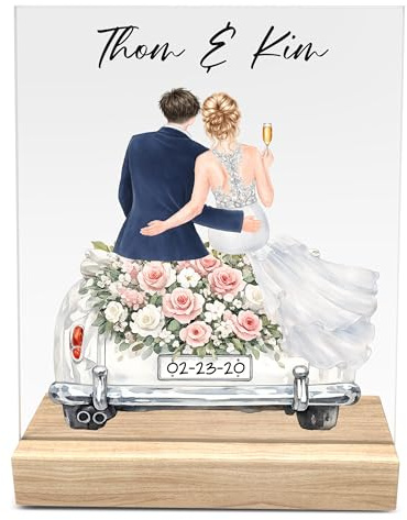 Meinearmbands® Personalisiertes Geldgeschenk zur Hochzeit – Acrylglas Hochzeitsauto mit Namen & Datum – Geldgeschenk Hochzeit für Brautpaar – Originelles Hochzeitsgeschenk