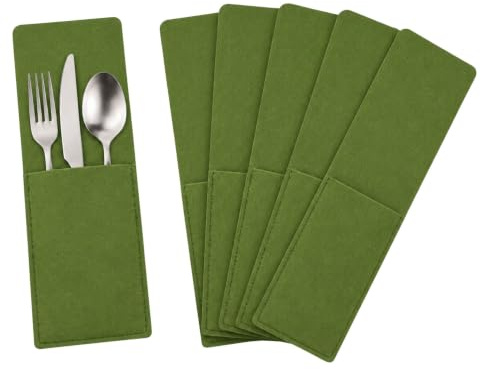G.schmückt Besteckhüllen Filz, Bestecktaschen 6er Set, Grün