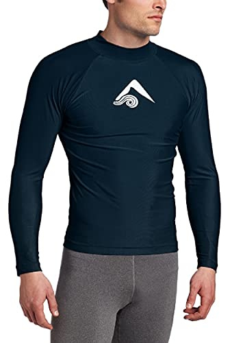 Kanu Surf Platinum Rashguard UPF 50+ solskydd långärmade badtröjor för män – premium utslagsskydd för män, Marinblått Xsp, L