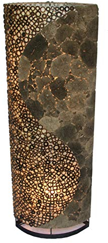 GURU SHOP Stehlampe/Stehleuchte, in Bali Handgemacht aus Naturmaterial, Lavastein, Bambus - Lava yin Yang 100 cm