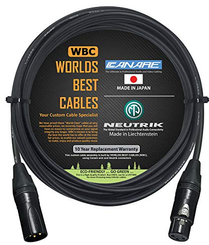 3 Meter - Canare L-4E6S - Star Quad Microphone Cable with Neutrik Gold XLR-Male to XLR-Female Connectors