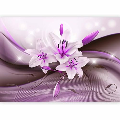 murando - Vlies Fototapete Blumen Lilien 200x140cm - Foto Tapete Schlafzimmer Wohnzimmer Moderne Vliestapete XXL Wandtapete Motivtapeten 3d Effekt Wand Dekoration - Blitz Abstrakt Lila b-A-0250-a-c