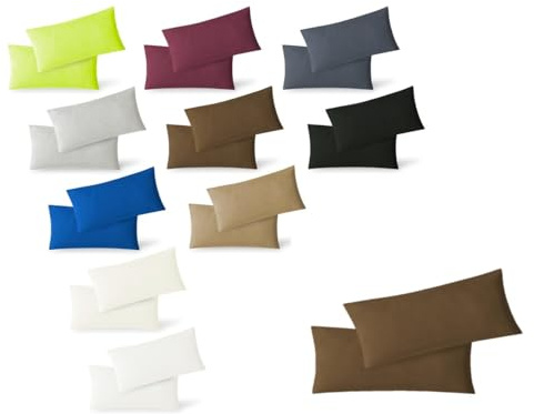 EXKLUSIV HEIMTEXTIL Jersey Kissenbezug Hülle 2 Sparpack Set mit Reißverschluss hochwertige Qualität 40 x 80 cm Schokobraun