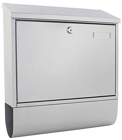 Profirst Briefkastenset Mail PM 330 Silber Zylinderschloss 2 Schlüssel BxH 36,5x41,5cm Zeitungsrolle Wandbriefkasten Namensschildhalter inkl. Befestigungsmaterial