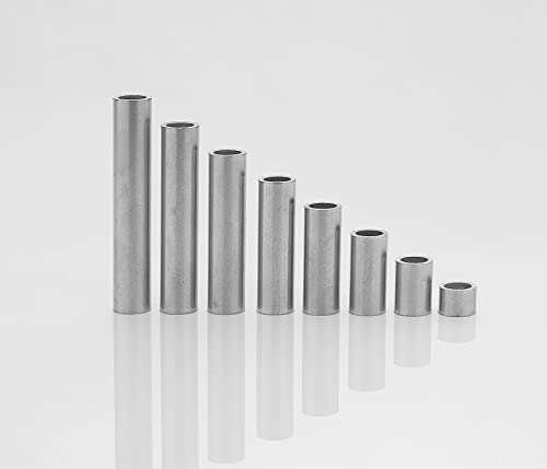 Aluminium Abstandshülsen, Distanzhülsen | Set Sortiment M5 Aluminium - Inhalt: 8 Hülsen, je 1 Hülse der Länge 5, 10, 15, 20, 25, 30, 35, 40 mm