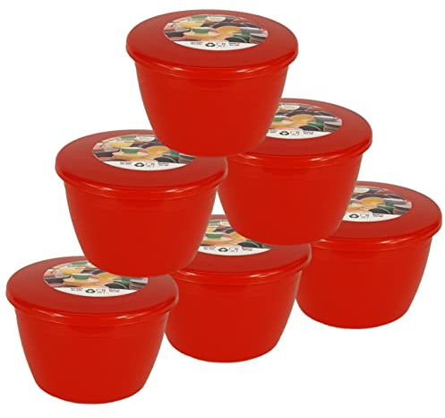 Just Pudding Basins Red 0.5 Pint, 280ml Steaming Basin Food Safe BPA Free Plastic 6 Pack of Red Steam Pudding Bowls and Lids (1/2 Pint)
