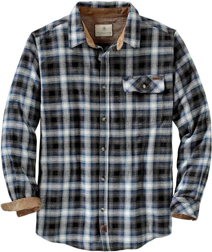 Legendary Whitetails Mens Long Sleeve Button Down 100% Cotton Flannel Shirt, Birch Poseidon Plaid, XL