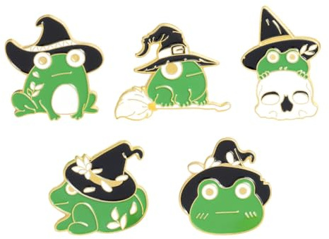 Holibanna Frosch Brosche Mit Zaubererhut Cartoon Emaille Pin 1.1 Zoll Niedlich Anstecknadel Für Halloween Kostüm Dekoration Und Alltag