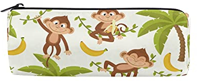 HaJie Federmäppchen mit niedlichem Affen-Bananenbaum-Aufdruck, Stifttasche mit Reißverschluss, Schreibwaren-Organizer, Tasche für Mädchen, Jungen, Kinder, Damen, Herren