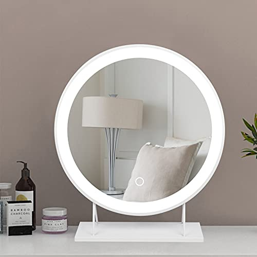 HUOLE Specchietto da toilette illuminato, specchio da trucco in stile hollywood Specchi da cosmesi con design Touch Control, specchi da tavolo o da appoggio,Luce bianca fredda 40 * 40 cm