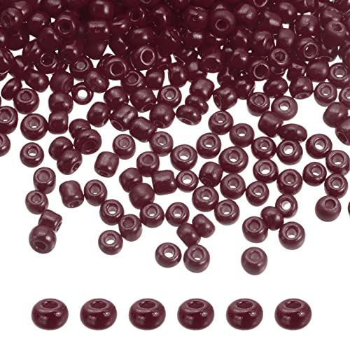 sourcing map 6000Pcs Small Glass Beads 8/0 3mm Loose Tiny Round Small Beads for Bracelet Earring Rings Jewelry Making, Burgundy Red