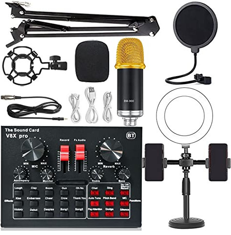 Attrezzatura per DJ per feste Telefono cellulare Attrezzatura di schede audio live v8 Set di schede audio live Set Condenser Microfono Mobile Phone Freat Creeding Set di attrezzature completa(1)