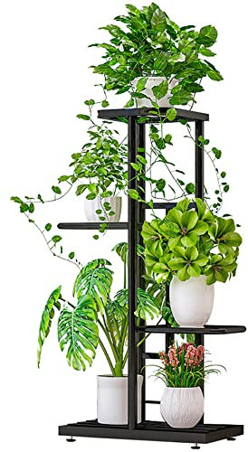 Fioriera in Metallo, Supporto per Piante in Ferro Battuto, Scaffale per Piante in Vaso di Fiori Scaffale per Piante da Interno a 4 Livelli, Ideale per Balcone di casa Giardino con Patio