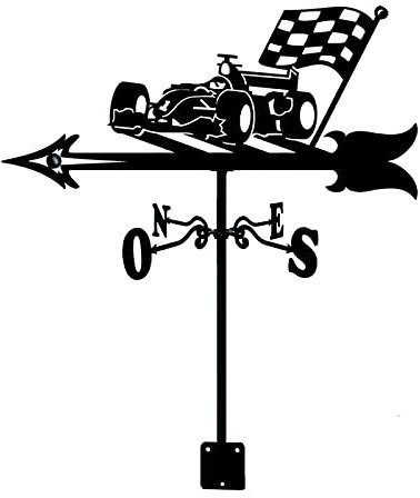 Weathervane Stainless Steel Wind Vane Decorative Weather Vane in Antique Style Garden Decoration Black Racing Car Weathercock Measuring Tool