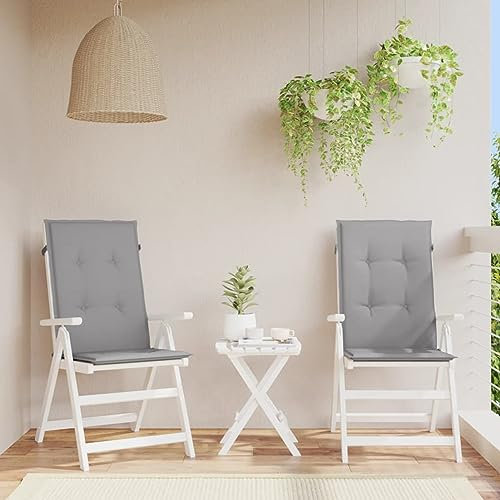 Homgoday Gartenstuhlauflagen Sitzauflagen Polsterauflagen für Hochlehner Sitzkissen Hochlehner Auflagen Stuhlauflage Stuhlkissen für Gartenstühle 2 STK. Grau 120x50x3cm Stoff