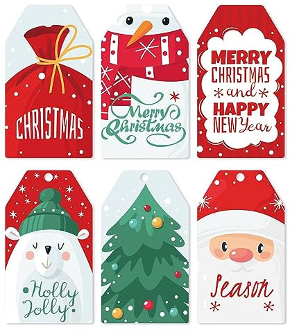 HAMIL Weihnachtsanhänger für Geschenke | Kreative Frohe Weihnachten Weihnachtsmann-Geschenkpapieretiketten - Geschenkanhänger zum Verpacken von Geschenken zum Geburtstag, Feiertag, Hochzeit, Neujahr