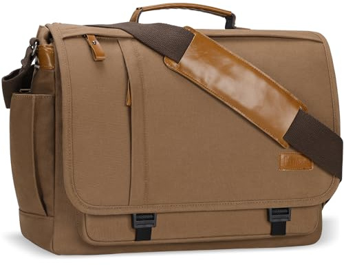 Estarer 15.6-17.3 Inch Laptop Messenger Bag for Work School,Mens Water Resistant Canvas Crossbody Shoulder Bag