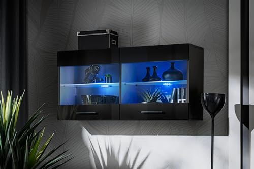 Komodee Vitrine Savona A1 Schwarz/Schwarz 100x50x30 cm