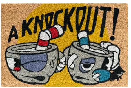 Grupo Erik Kokosmatte Fußmatte Cuphead - Schmutzfangmatte 40x60 cm - Fussmatte Lustig - Türmatte Innen