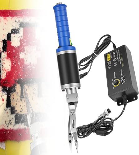 Oiyekntd 200W professionelle elektrische Schere zum Trimmen von Teppichspaltungen, einstellbare Geschwindigkeits -Teppichschnitzschere mit Ersatz (1 Paar × Klingen, 2 × Carbonbürsten)