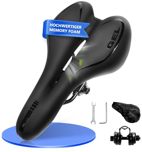Selle Vélo Confortable, Selle Vélo Gel Ergonomique, Évidement Antipression, Imperméable, Doux & Respirant – Selle Mixte pour VTT, VTC & Terrains Variés