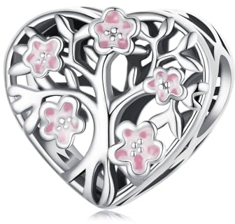Pendentif Charme Fleur de Vie pour bracelet Pandora, Cœur en argent sterling 925 Bijoux-Cadeau pour femmes et filles