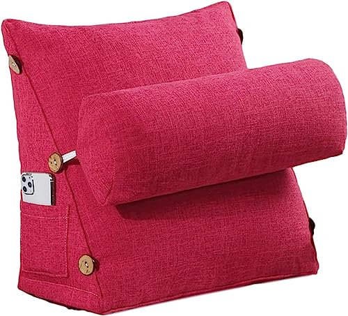 LANAZU Lesekissen am Bett, Keilrückenstützkissen, Rückenlehne mit Verstellbarer Nackenrolle, geeignet für Sofa, Bett (A 60 * 50 * 20cm)