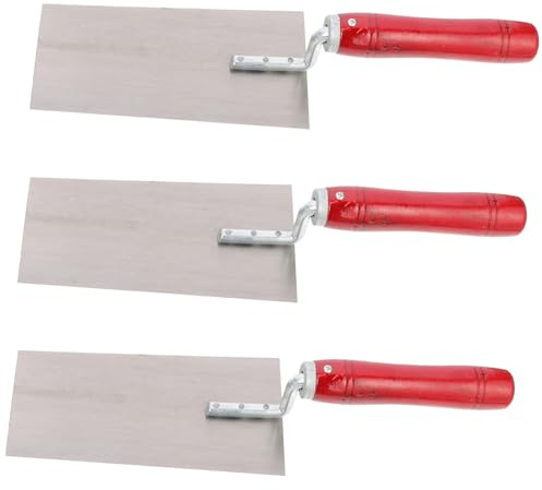 Edelstahl Spachtel für Trockenbau, Zement und Putz | Holzgriff, Genietete Ausführung, Klingen aus Edelstahl, zum Glätten und Formen, 3 Stück