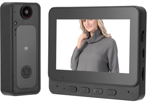 Video Doorbell with 4.3 Inch Display, 8MP Camera, 2 Way Intercom System, 170° Wide Angle View, Auto Recording, Built in Speaker and Microphone for Home Security