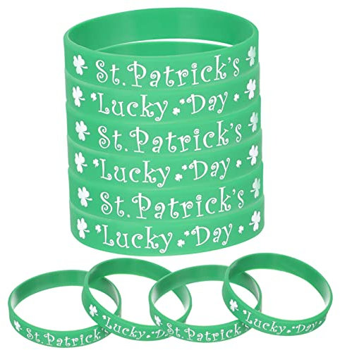 Irisches Armband, St. Patrick's Day, Kleeblatt-Armbänder, Gummi-Armbänder, grünes Partyzubehör, grünes Silikon-Armband, Party-, Herren, , Kind, Sport, , 10 Stück,