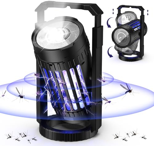Elektrisch Fliegenfalle, Stark Insektenvernichter Elektrisch Mückenfalle Tragbare UV Fliegenfalle Mückenschutz Stumm USB Mückenlampe Moskitoschutz Insektenfalle für Haus Aussen Camping Garten