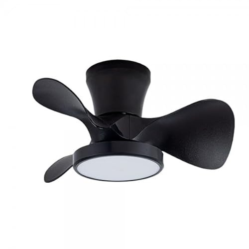Bilake Mini Ventilador de Techo Moll | Motor DC Silencioso | Luz LED Regulable 20W con 3 Tonos | 56cm Diámetro | Mando a Distancia | Función Verano/Invierno (Negro)