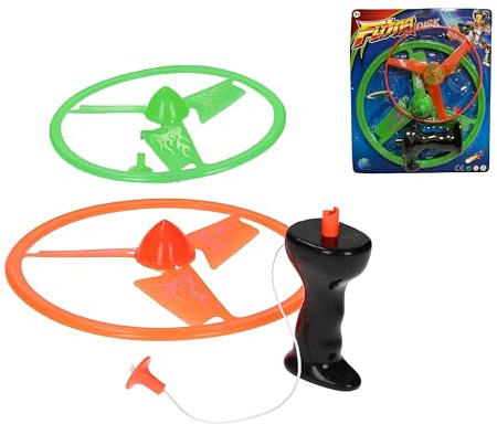 Juego Disco de Lanzar Doble Disco Volador Grande Juguete Carga de Cuerda con Lanzador OVNI Volador Juguete Hélice Volante Juguete con Lanzador Niños Juego de Hélice Juego de Vuelo Niños