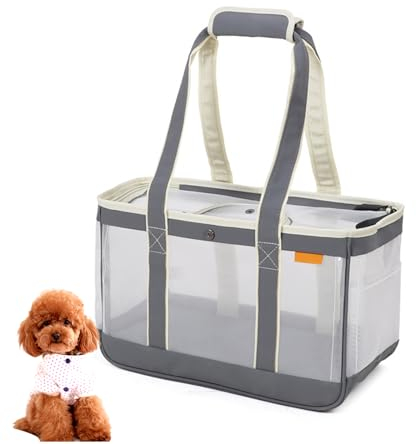 PJDDP Grau,Hundetasche Tragetasche Hund Katzen Haustier Hunderucksack Für Hunde Und Katze, Leicht Und Atmungsaktiv Für Kleine Und Mittlere Haustiere