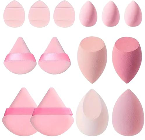 Makeup Sponge Set, Make up Set, 14 Stück weicher Mischschwamm, Foundation Beauty-Blender, Beauty Sponge für Flüssiges Foundation Puder, Foundation Blending Beauty Sponge, Rosa