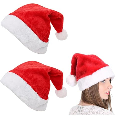 tintoke 2 Stück Weihnachtsmütze für Erwachsene,Nikolausmütze,nikolausmütze erwachsene,Weihnachtsmütze Familie,plüsche weihnachtsmann mütze,Geeignet für Männer und Frauen, Weihnachtsfeiern usw.