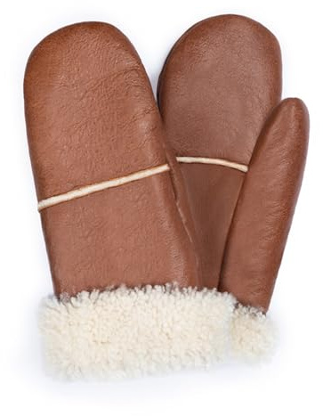 Valcuer 1887 Fäustlinge COZY MITTEN warme Unisex Handschuhe aus hochwertigem Lammfell, Fell, Leder - bequem, warm und hochwertig in Schwarz und Cognac