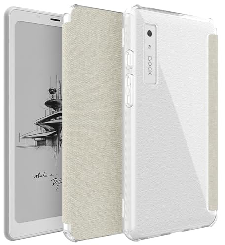 TUDIA SKN FLIP - Funda diseñada para Onyx Boox Palma, cierre magnético, a prueba de golpes, parte trasera de TPU transparente delgada con funda de piel texturizada de 6.1 pulgadas (beige transparente)