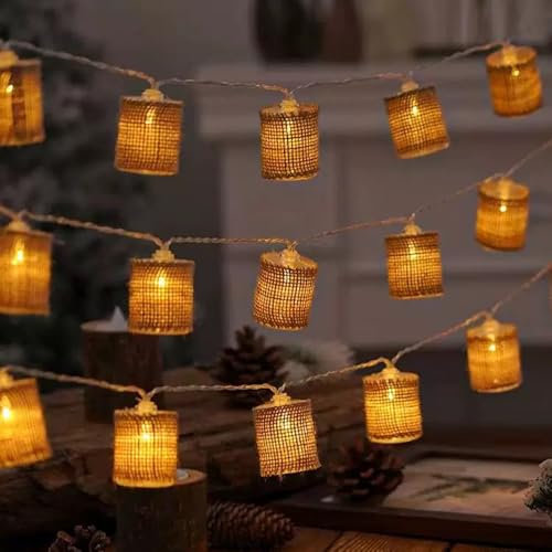 Fielegen 2 Meter 10 LED Retro String Lights Battery Operated Indoor Bedroom Vintage Themed Decorative Fairy Lights for Home Garden Wedding Birthday Party Decor Festival Atmosphere Lights (Warm White)