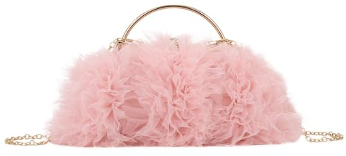 EVEOUT Abendhandtasche aus Spitze für Damen Elegante Masche Clutch mit Kette für Party Abschlussball Spitze Hochzeitstaschen Brauttasche
